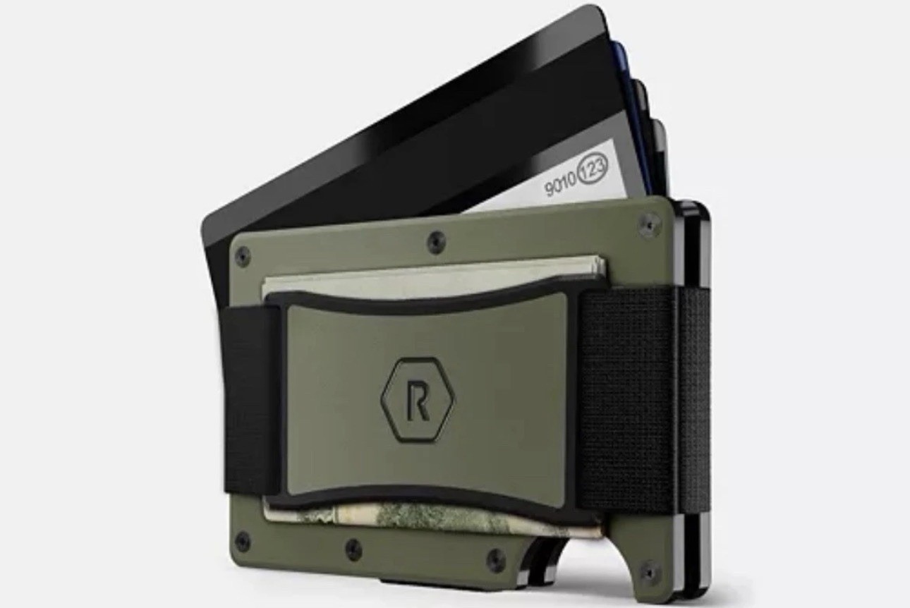 Ridge 2.0 Slim RFID Blocking Aluminum Wallet W/Cash Strap For Bills- Matte Olive