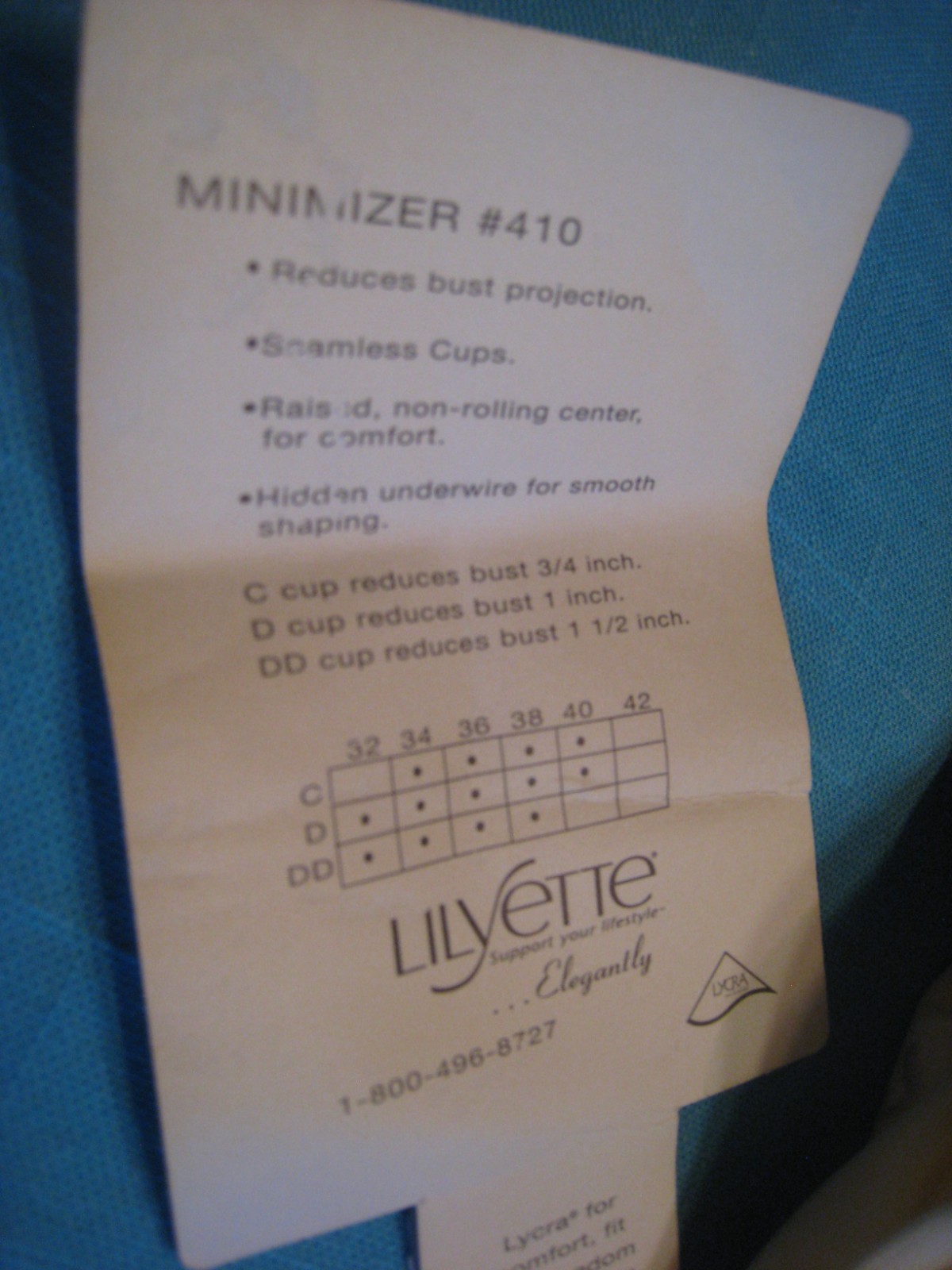 LILYETTE 0410 Womens Ivory Full Figure Seamless Minimizer UNDERWIRE BRA 38 C NWT