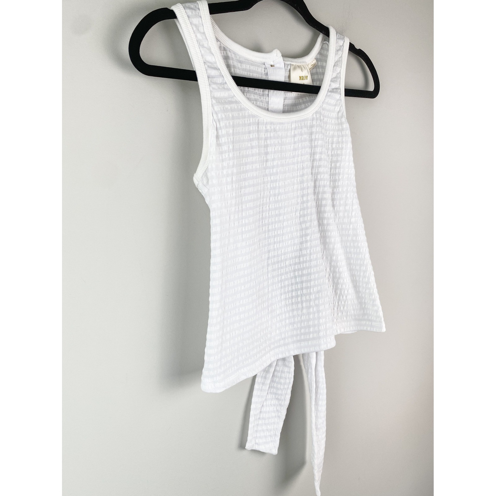Anthropologie Maeve Seersucker Tie Back Tank XS White Old Money Coastal Chic