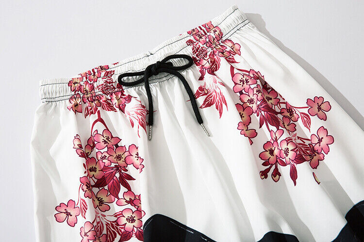 Niepce Pink Flowers Japanese Streetwear Lightweight Harem Pants