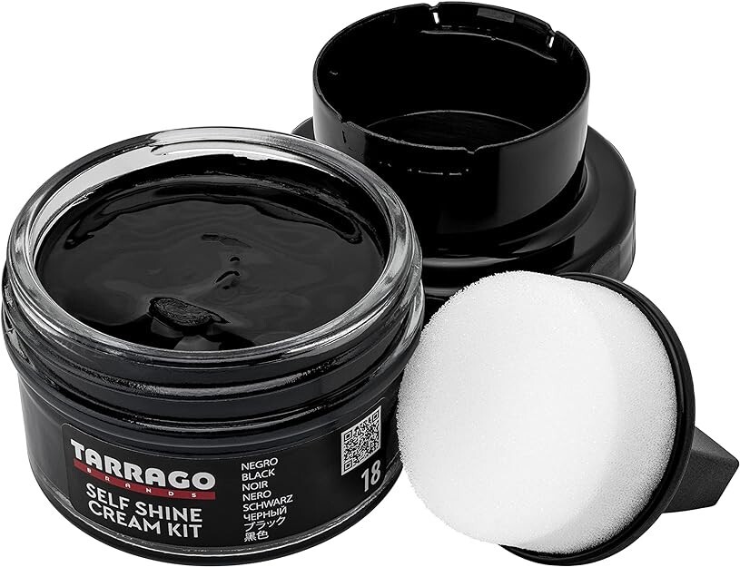 Tarrago Shoe Shine Cream Self Liquid Polish Kit Leather 50 ml jar (1.76oz) BLACK