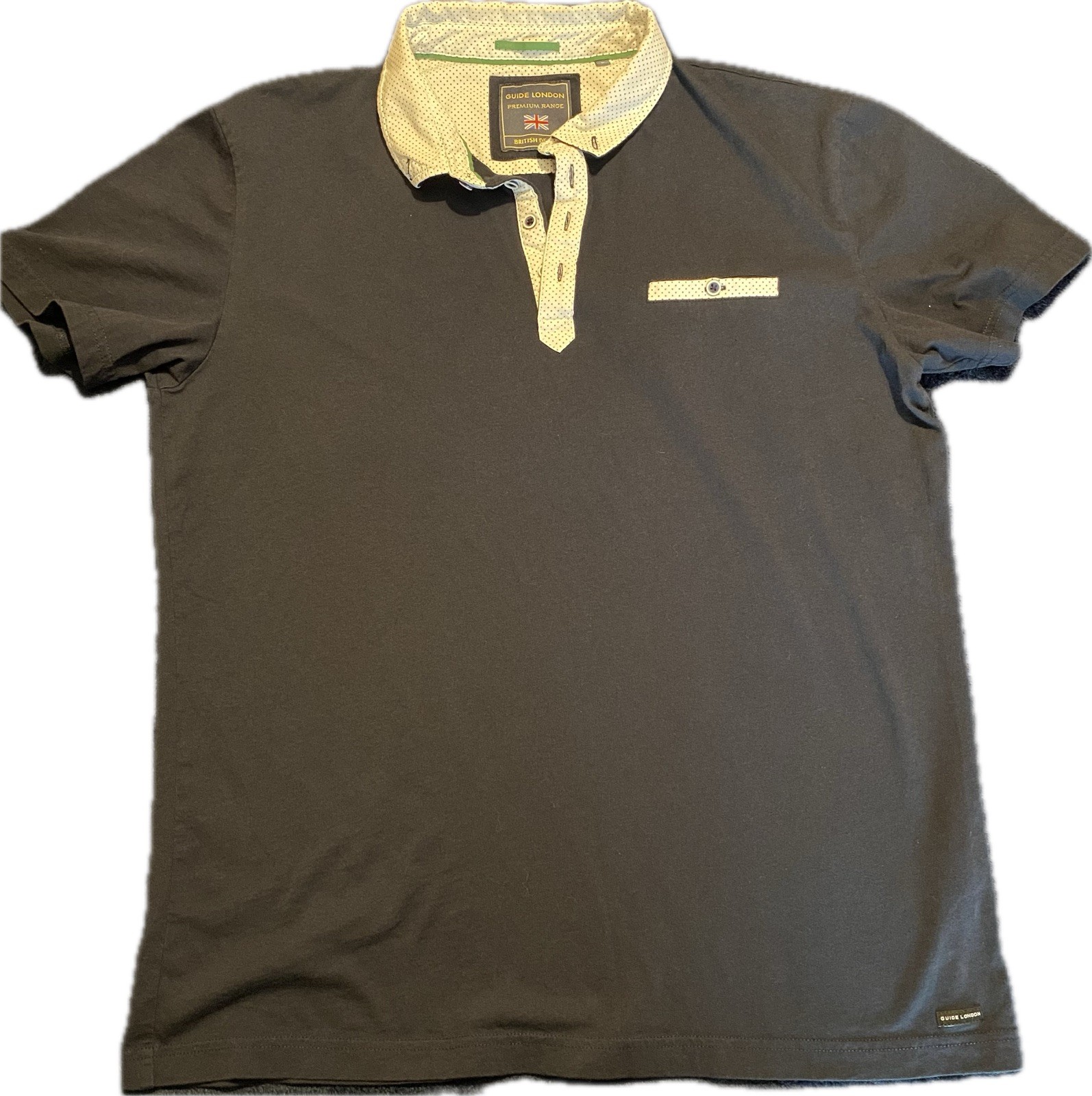 Guide London Men’s Navy Polo Shirt with Contrast Collar LARGE
