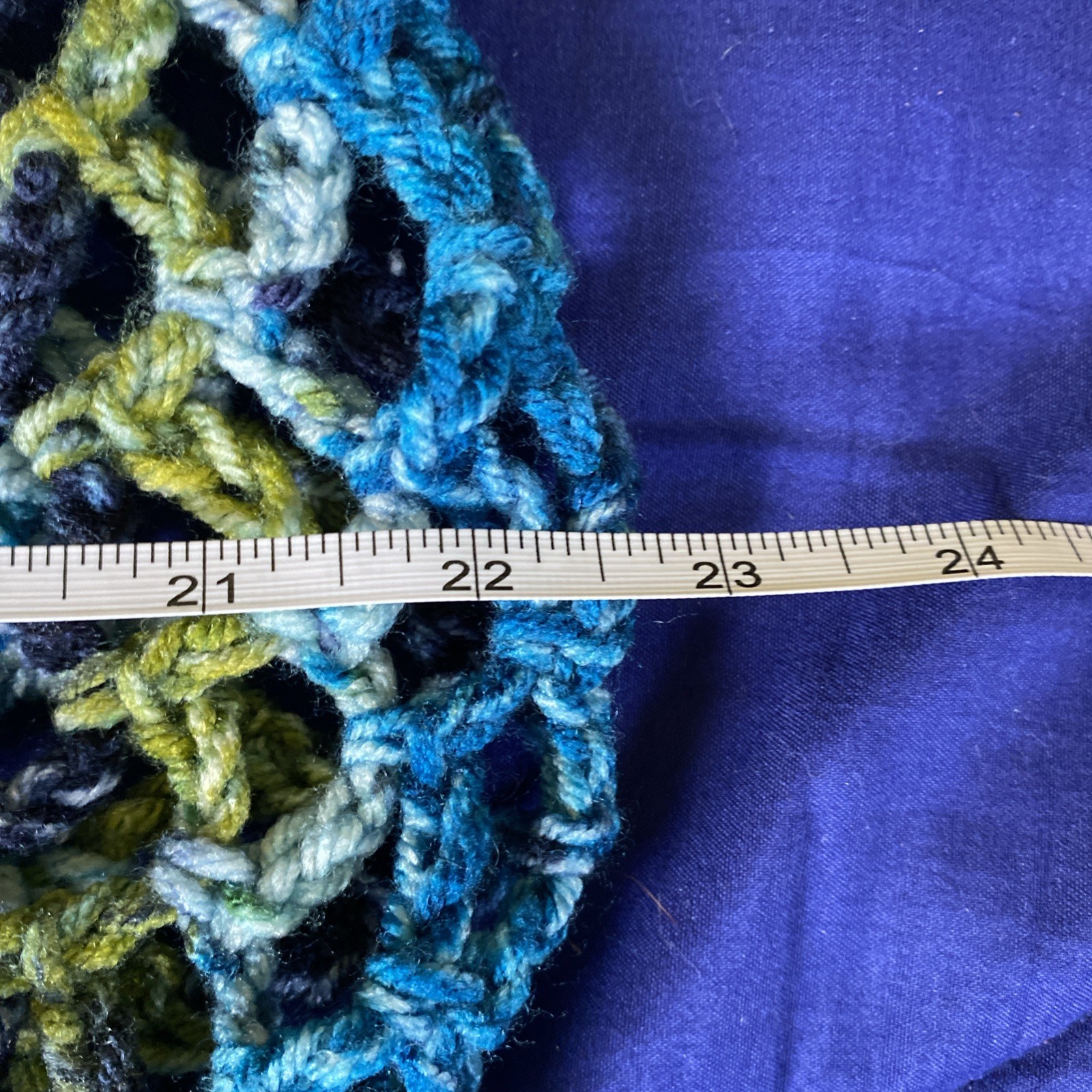 Medium Handmade Crocheted French Mesh Market Bag Blue|Green