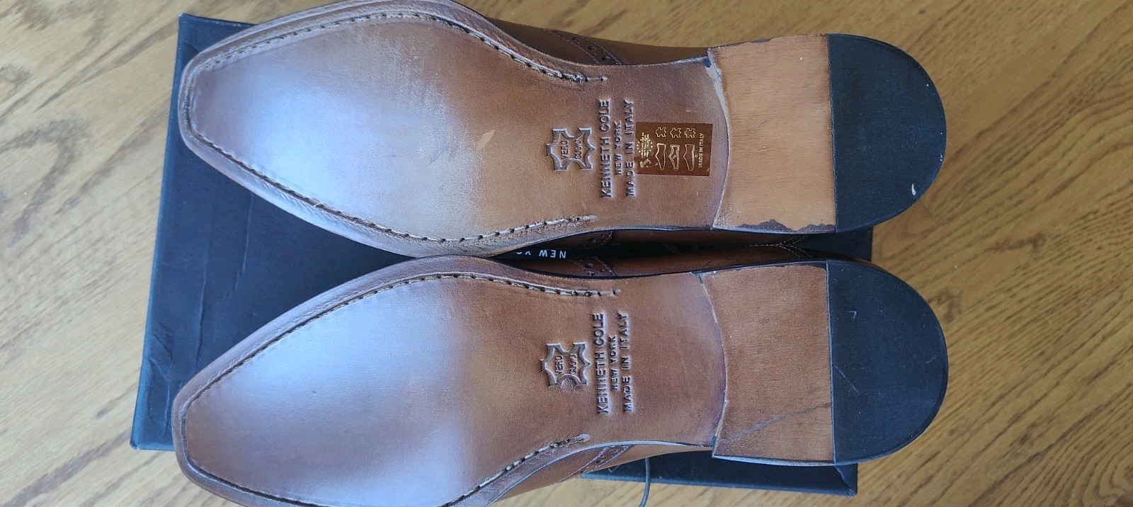 Kenneth Cole New York Made In Italy Brown Leather Brogue Oxford Dress Shoes