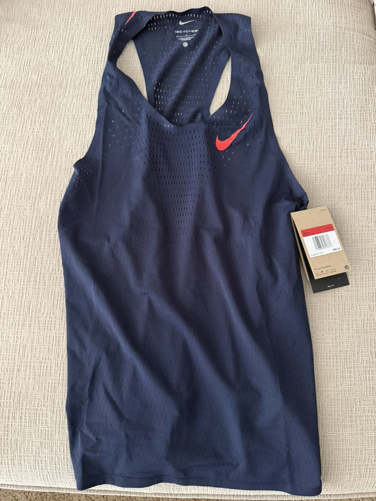Nike AeroSwift Dri-FIT Running Singlet Navy FN4231-451 Men’s Size L