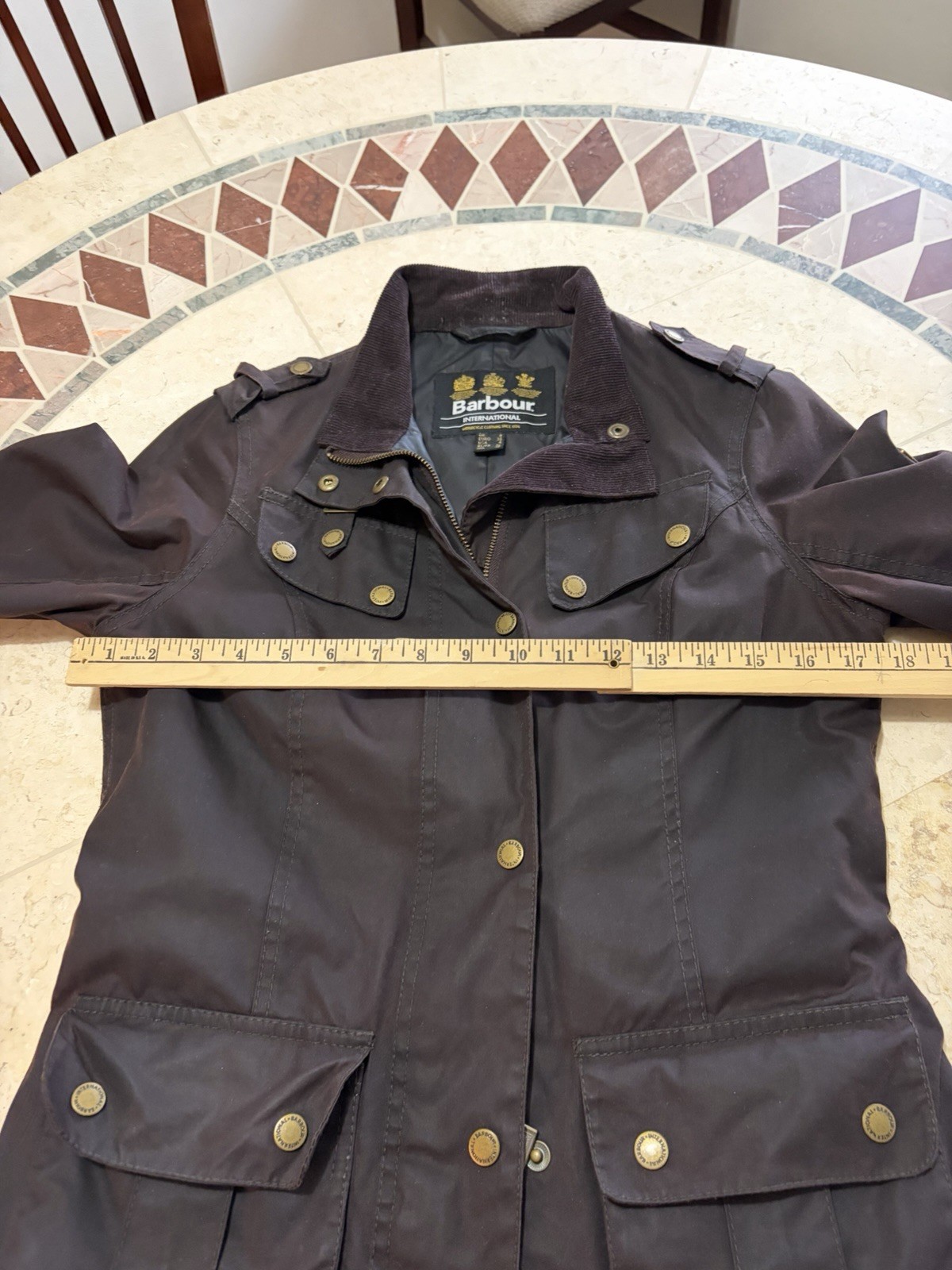 Barbour International Women’s Biker Waxed Jacket In Brown, Size 4 US, 8 UK