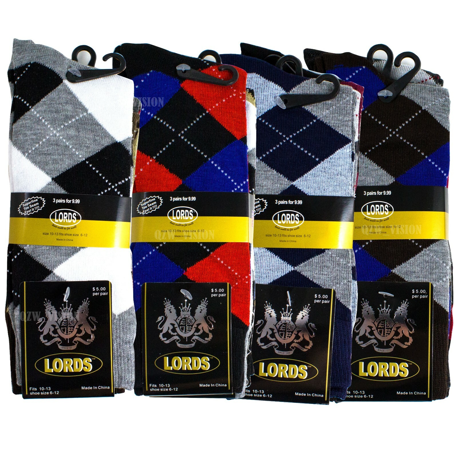 3-12 Pairs Mens Funky Colorful Cotton Argyle Diamond Casual Wedding Dress Socks