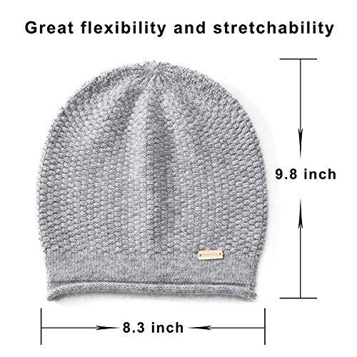 Slouchy Beanies for Women Winter Soft Warm Cashmere Hat Medium Light Grey