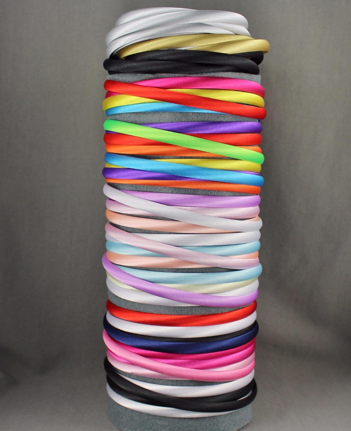 pack of 4 thin skinny satin fabric covered headband hair band accessory 3/8 wide