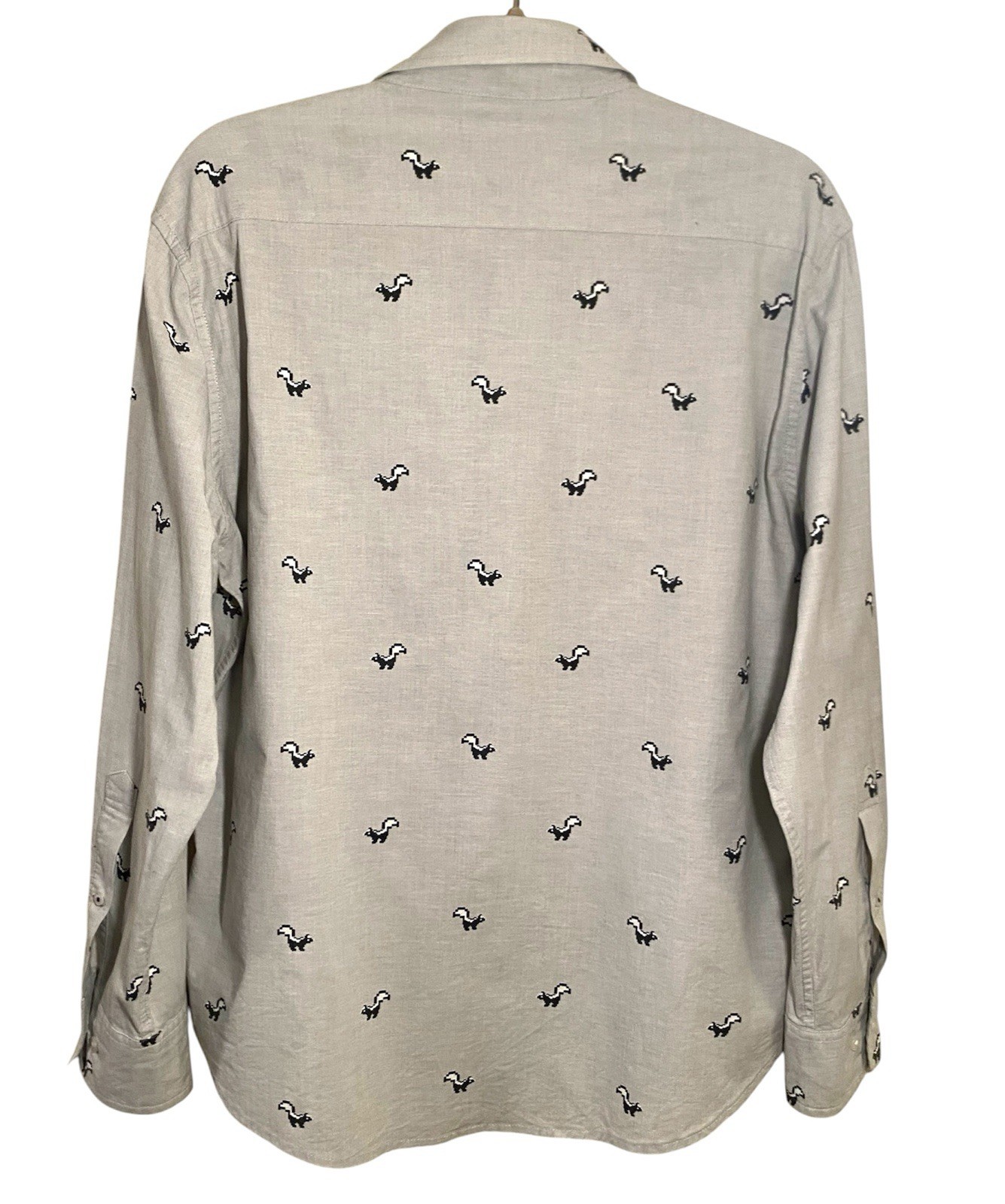 Bonobos Shirt Skunk Print Mens size Large Slim Fit Short Long Sleeve Button Down