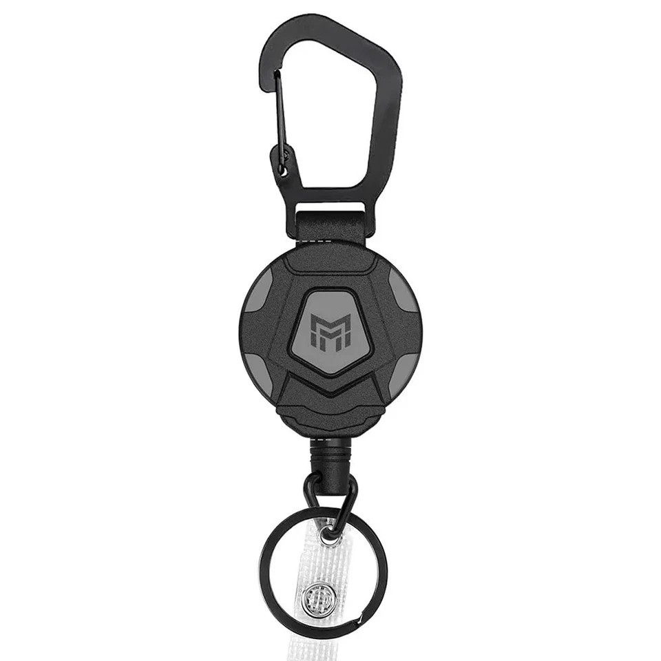 2Pack Heavy Duty Retractable Keychain, Tactical ID Badge Holder Reel Carabiner C