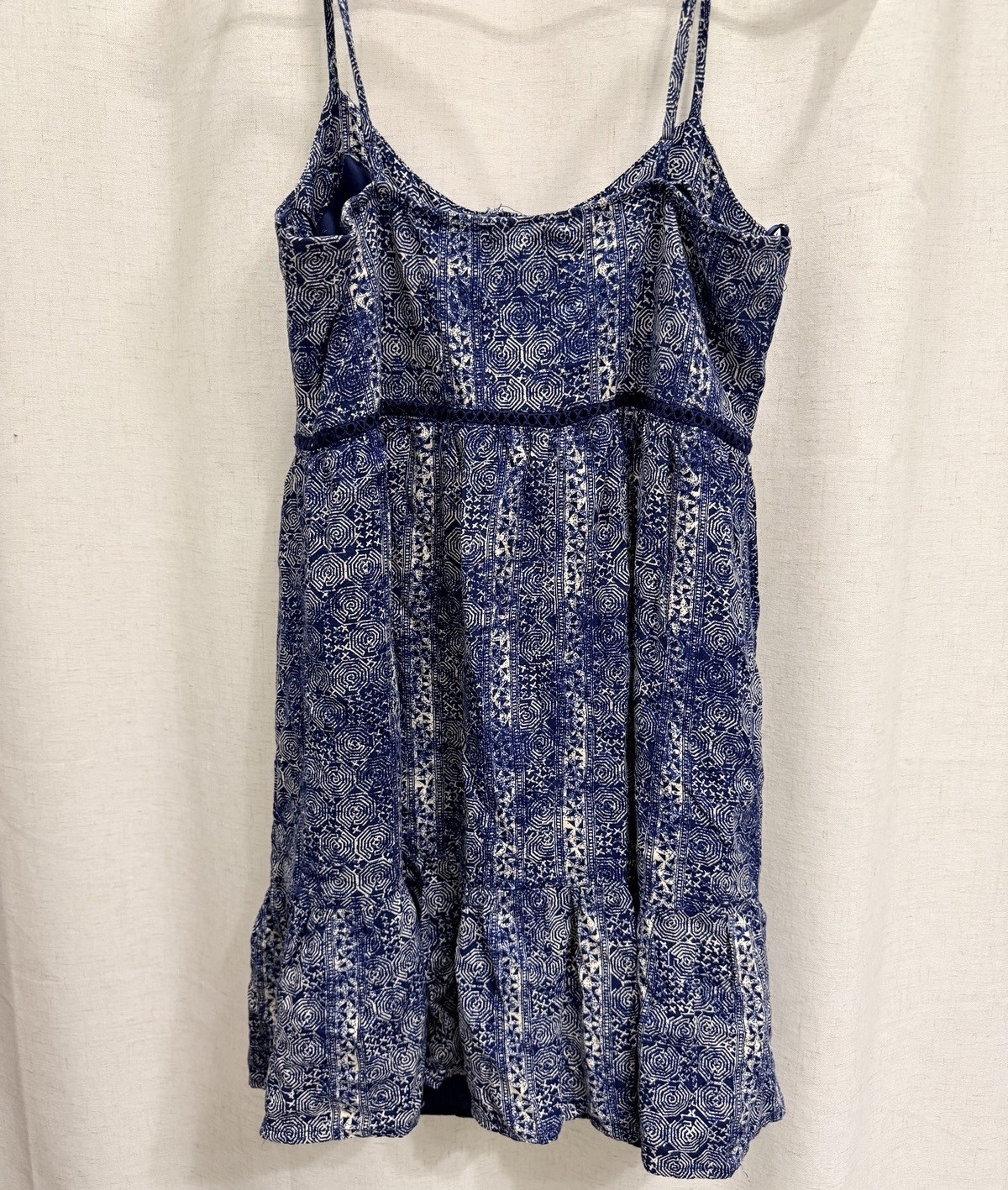 Blue Rain Sz S Blue Patterned Spaghetti Strap Dress