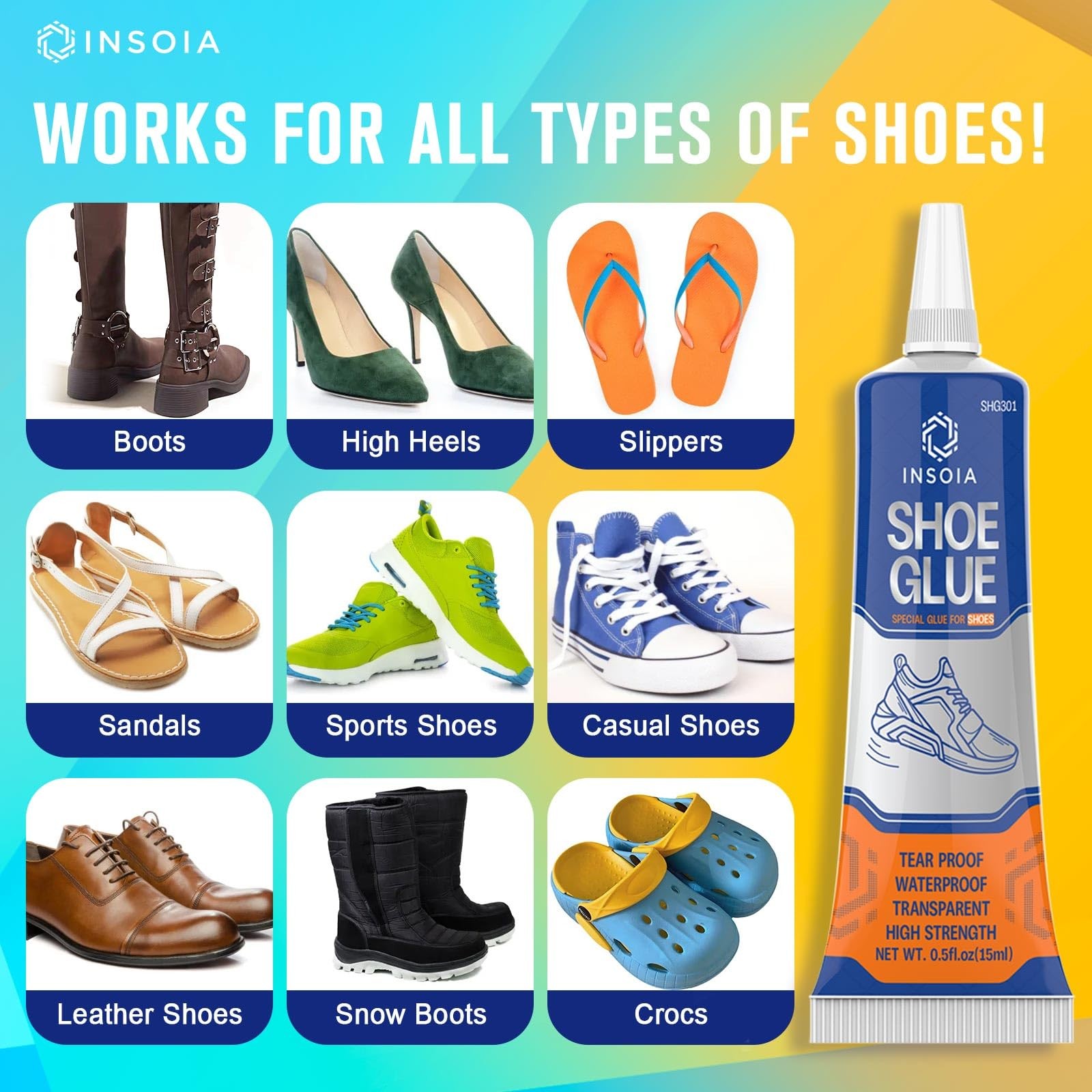 Shoe Glue Sole Repair Kit, 15ML x2 Heavy Duty 15ml x 2, 2 x 15 ML / 0.5 oz