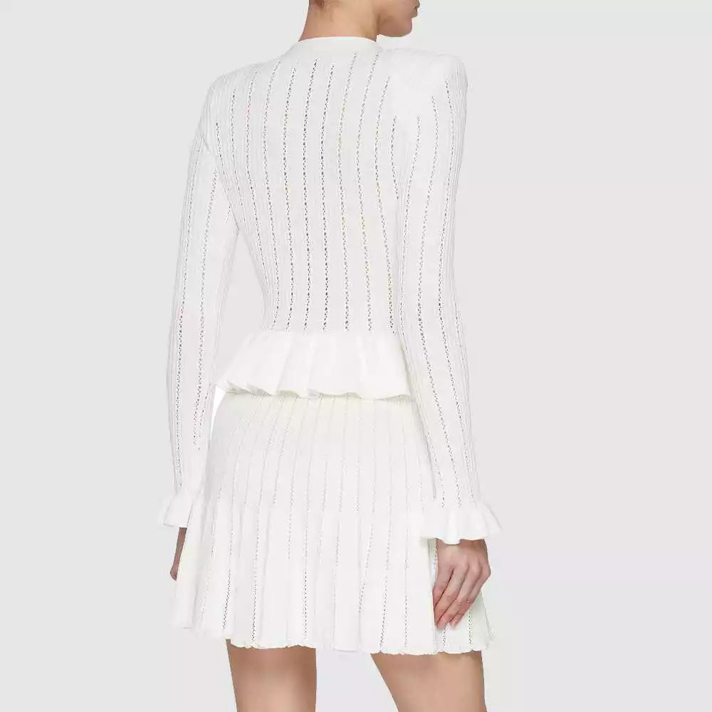 Self Portrait Women V-neck Knitted Dress Medium Length Skirt Women’s