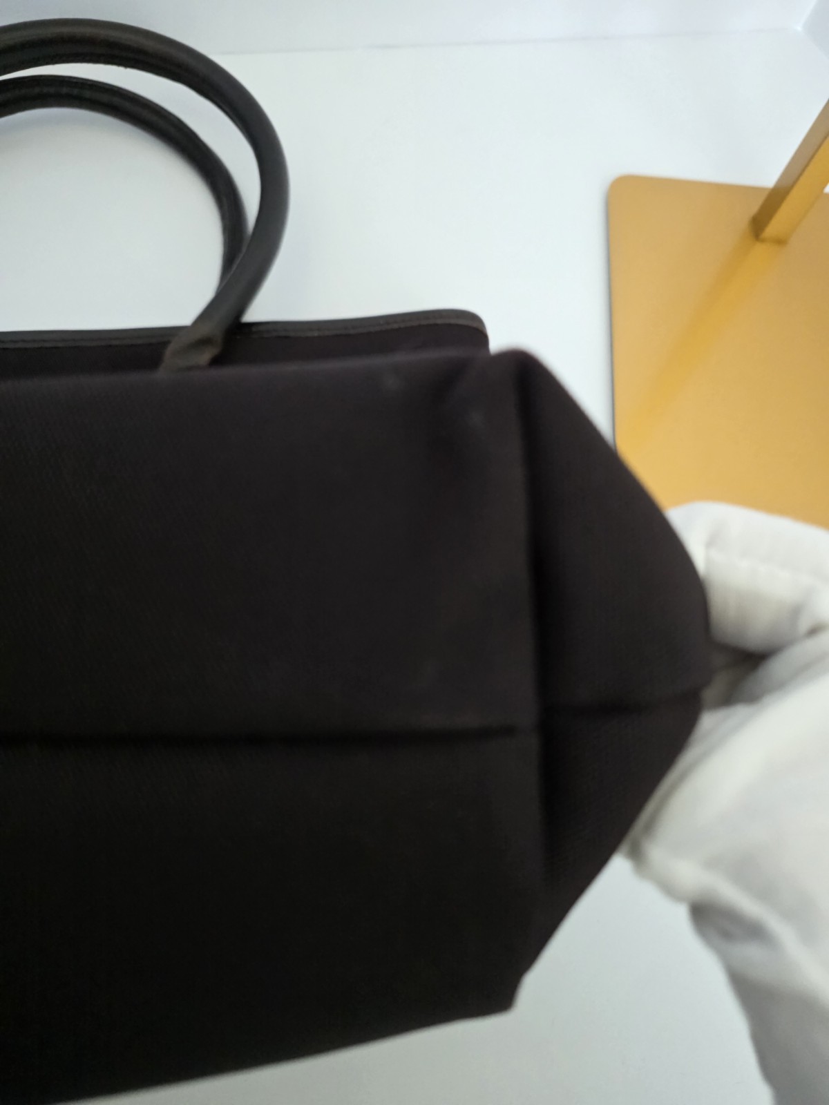 GUCCI Brown Nylon Leather Trim Tote Bag Logo Vintage 0457