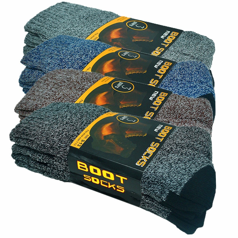 3 Pairs For Men Heavy Winter Super Warm Boots Wool Feel Crew Socks Size 9-13