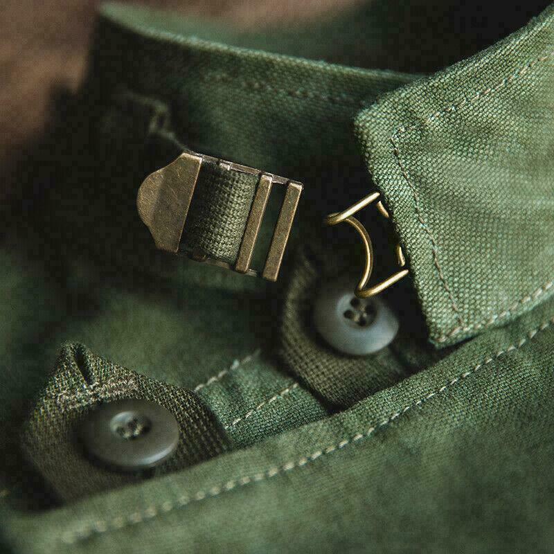 Vintage Swedish Motorcycle Jacket Men’s Workwear Green Loose Coat Belt Casual SZ