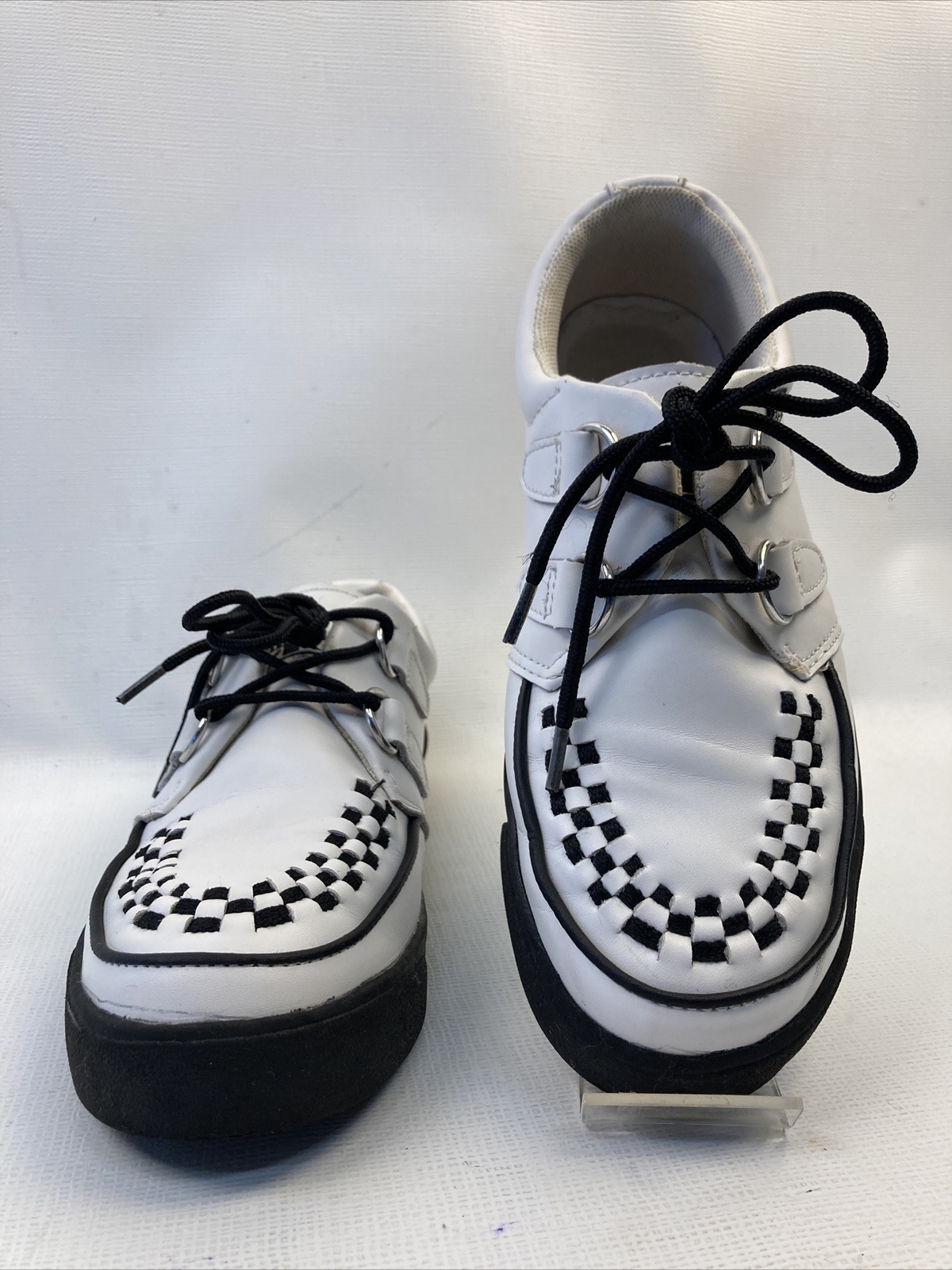 White W/ Black Leather Creepers US Men 4 Women-6 M T.U.K. EUC A6063/FM2047
