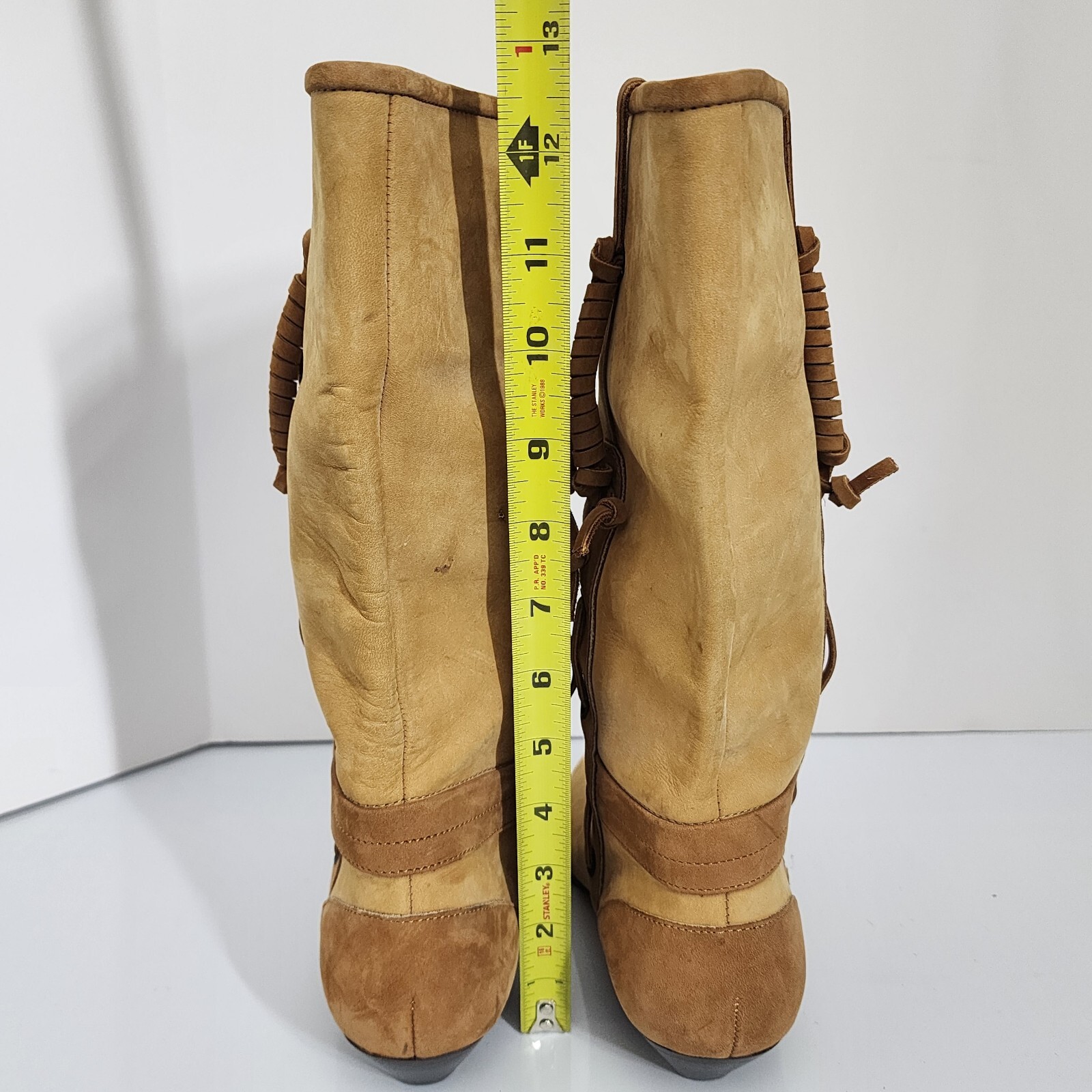 Vintage 80’s Maine Woods Leather Boots Tan Low Heel Western DORADO RUN SMALL
