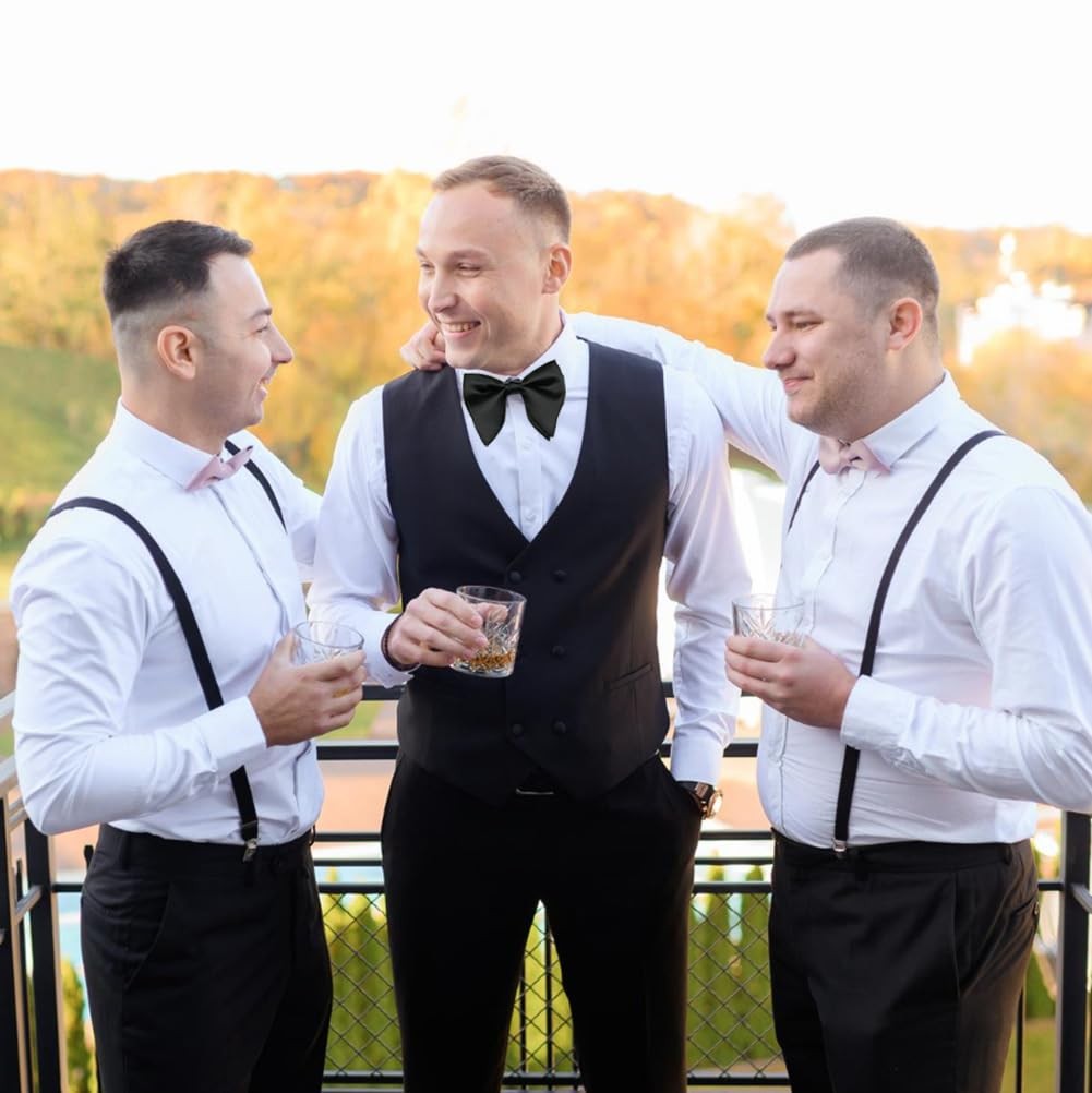 Oversized Pretied Black Bow ties, Adjustable Clipon Formal Big Satin Bowtie f…