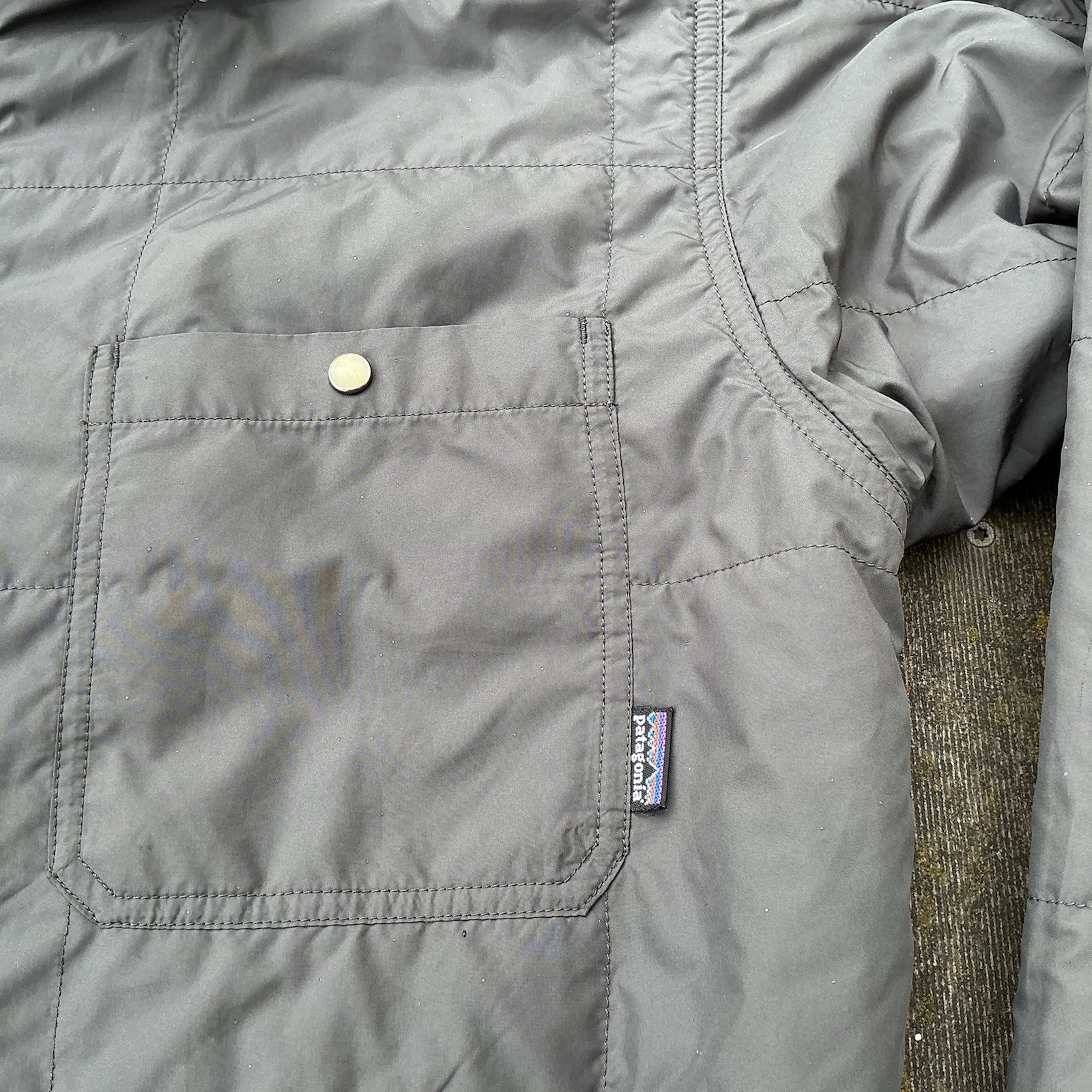 Patagonia Reversible Fjord Jacket Plaid Insulated Gray Mens L