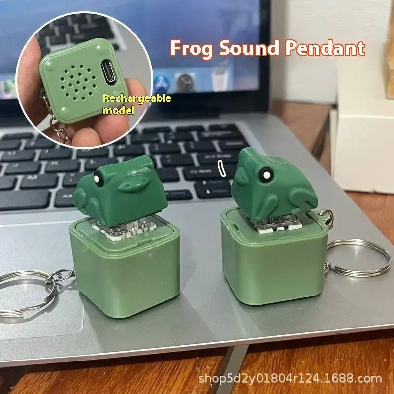 Frog Knocking Toy Frog Keyboard Keychain Decor Emit Light And Sound Pendant TL