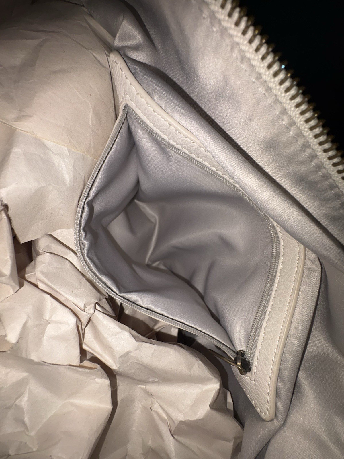 Anthropologie Urban Originals Ivory Crescent Shoulder Bag Zip, Detachable Strap