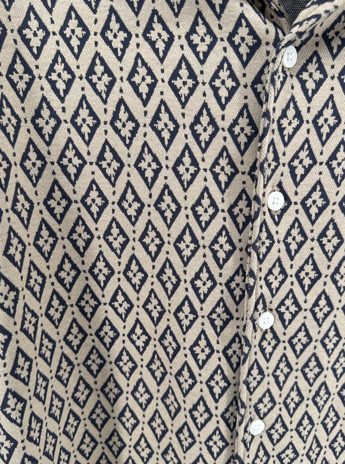 NWT $98 Scotch & Soda Men’s Diamond Jacquard Short Sleeve Knit Camp Shirt Size M