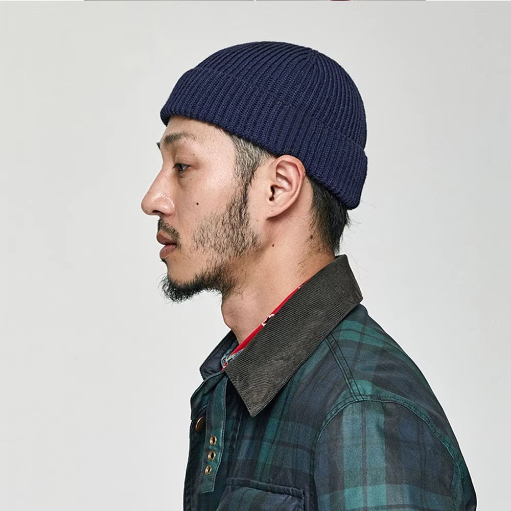 Mini Short Fisherman Beanie Hat Ribbed Docker Winter Warm Knitted Skull Cap cuff