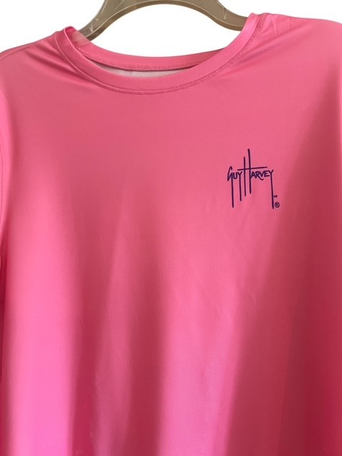 Guy Harvey Pink The Art of Adventure Dolphin Stretch Poly LS Shirt XL