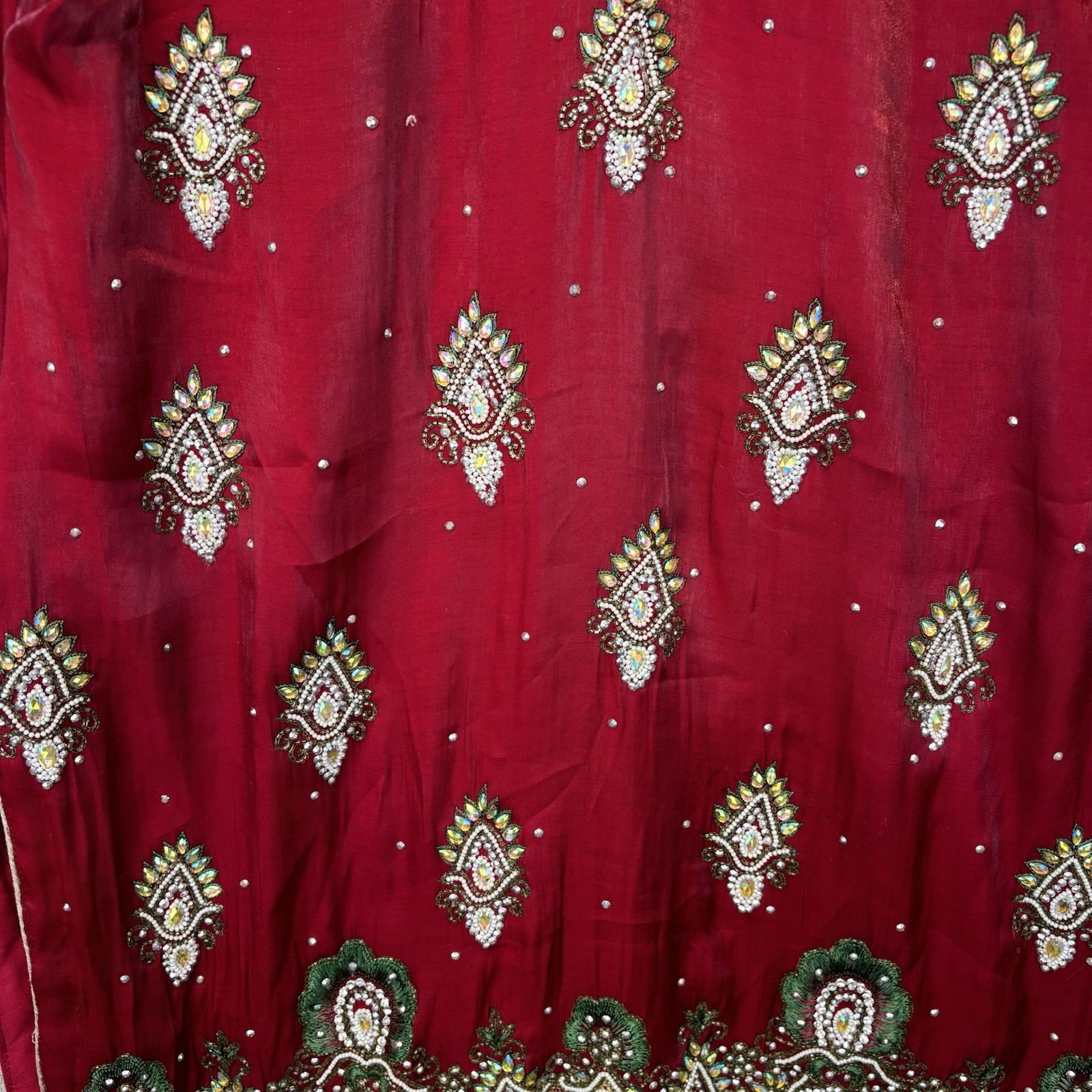 Indian Pakistani Women’s Red Heavily Beaded Kurti Kurta Tunic Dress S 4 Wedding