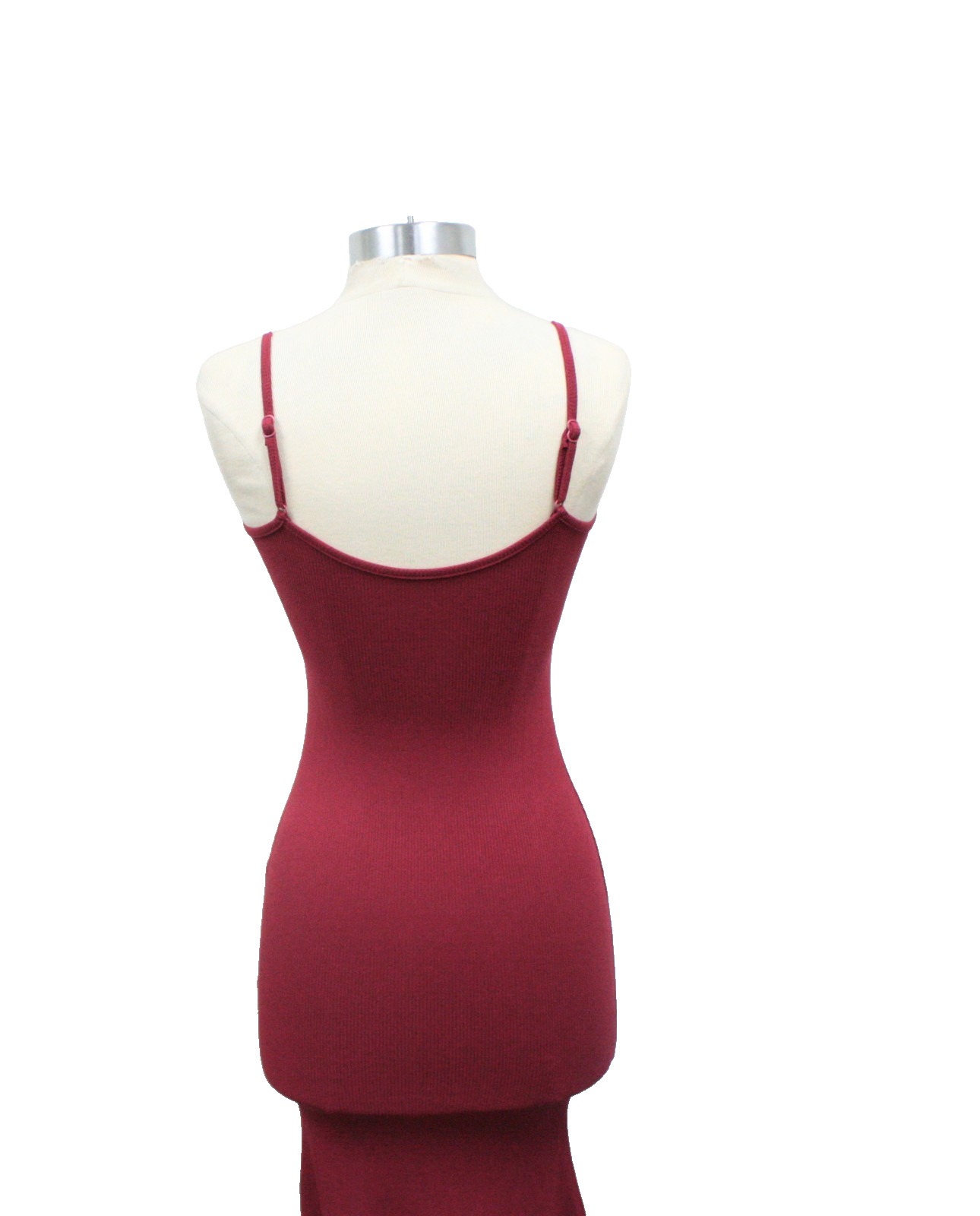 WeColor Red Ribbed Adjustable Spaghetti Strap Midi Bodycon Dress Size Medium