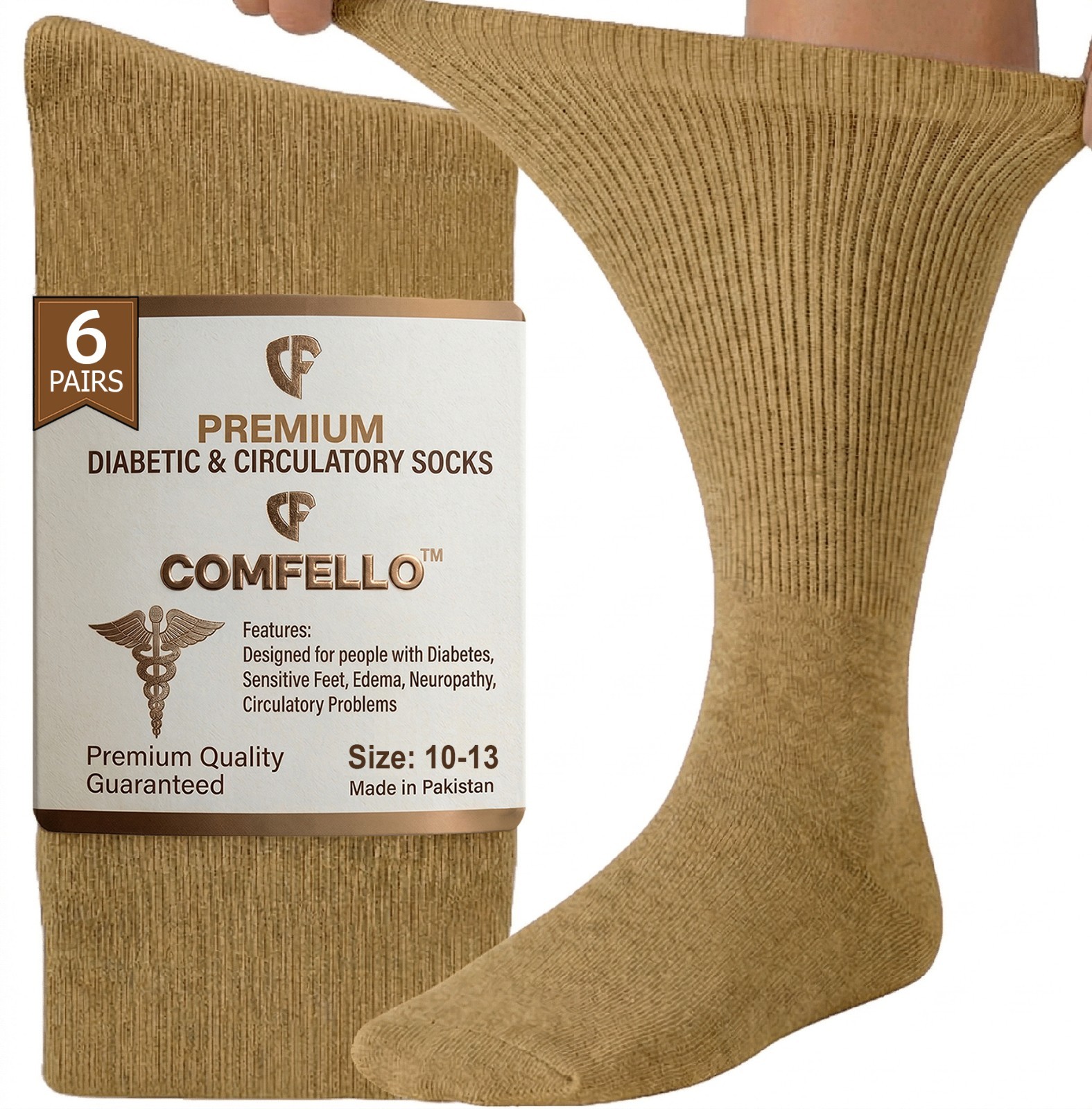 3-12 Pairs Mens Diabetic Crew Socks White Circulatory Non-Binding Cotton 10-13