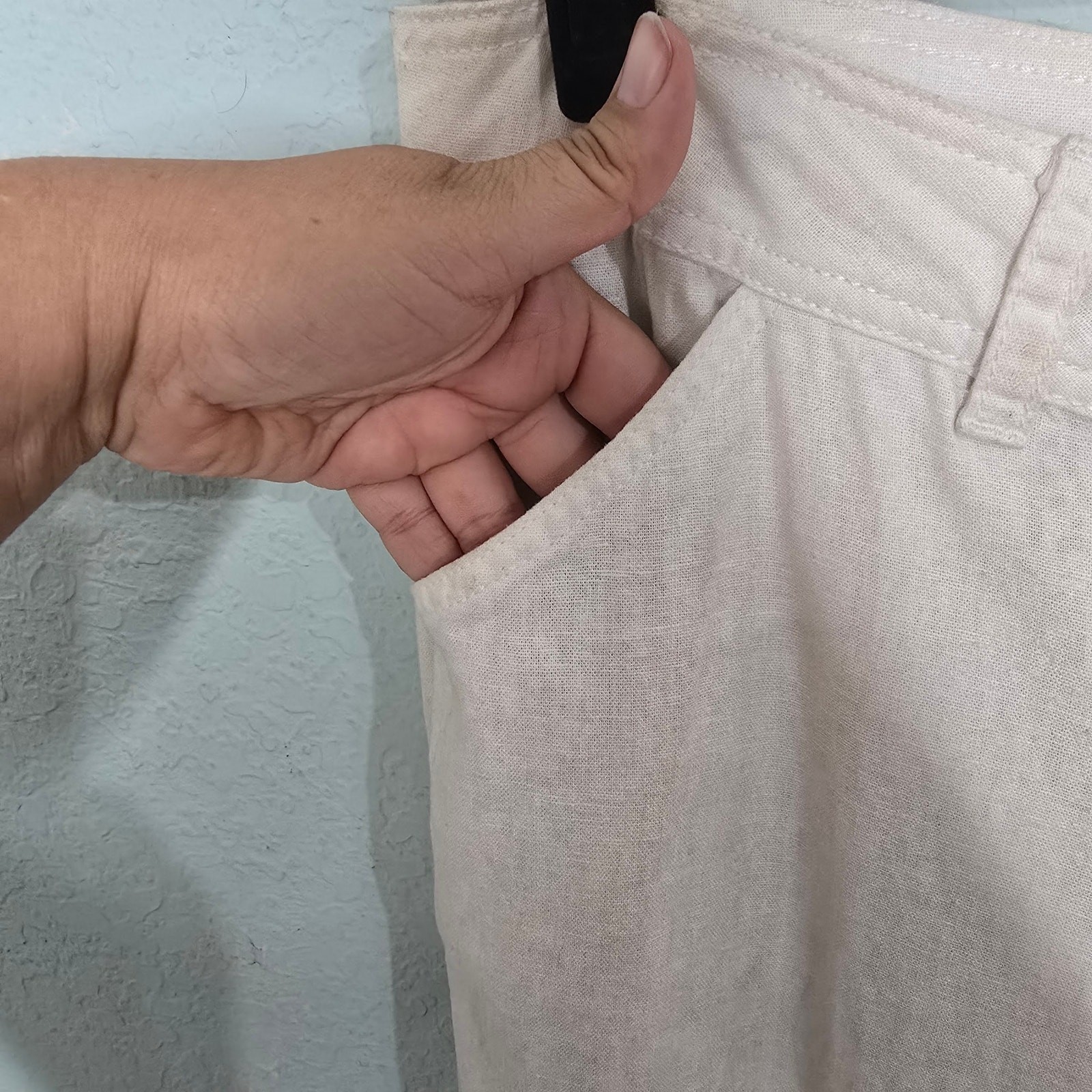 Susie Rose Linen Blend Pants Juniors 13 Cream Straight Leg Casual Summer Coastal