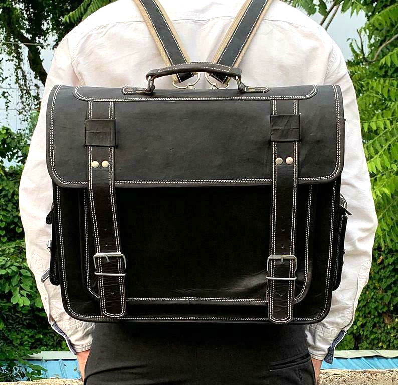 Leather Laptop Messenger Men Women Backpack Crossbody Handbag Satchel Briefcase