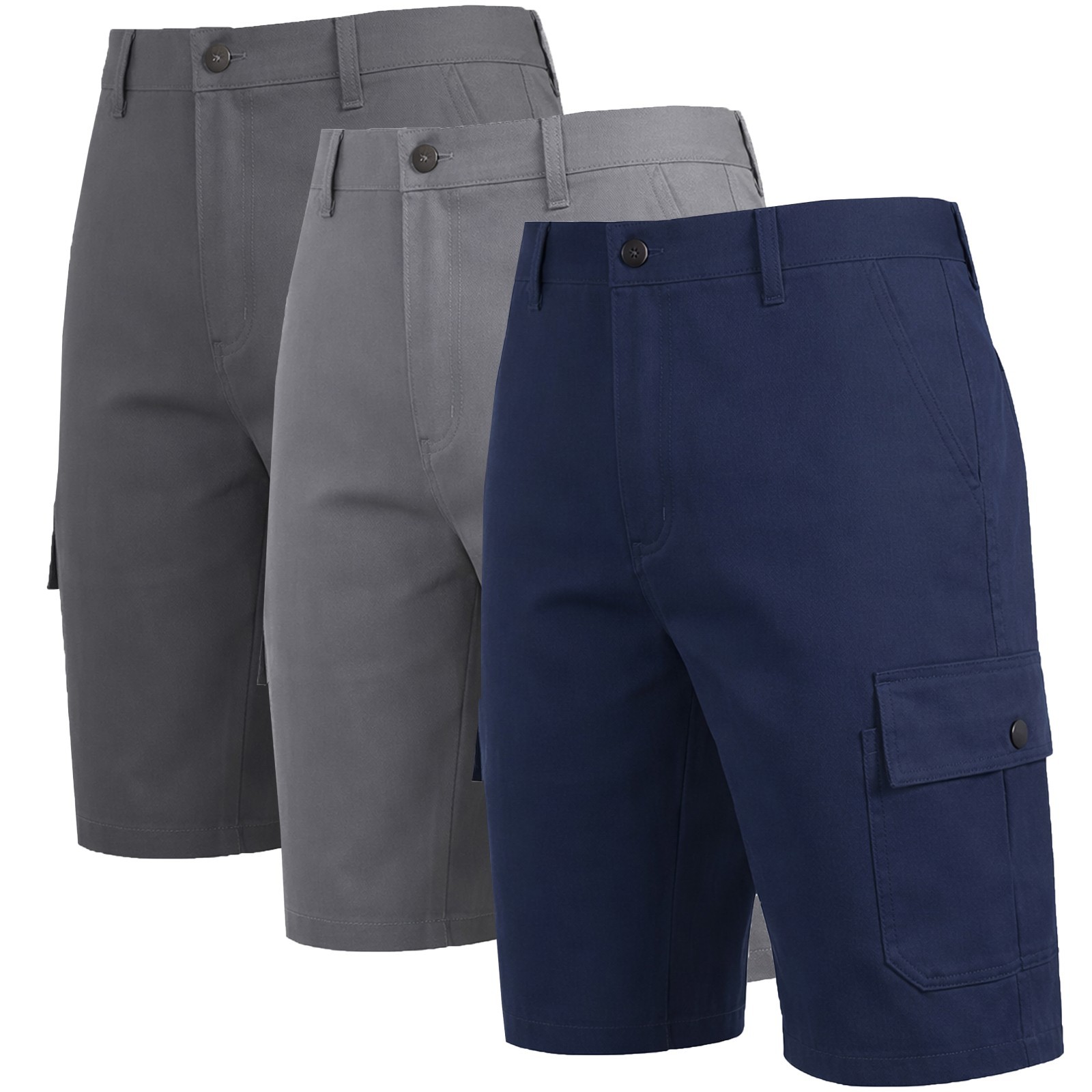 3-Pack Men’s Cotton Flex Stretch Cargo Shorts W/o Belt