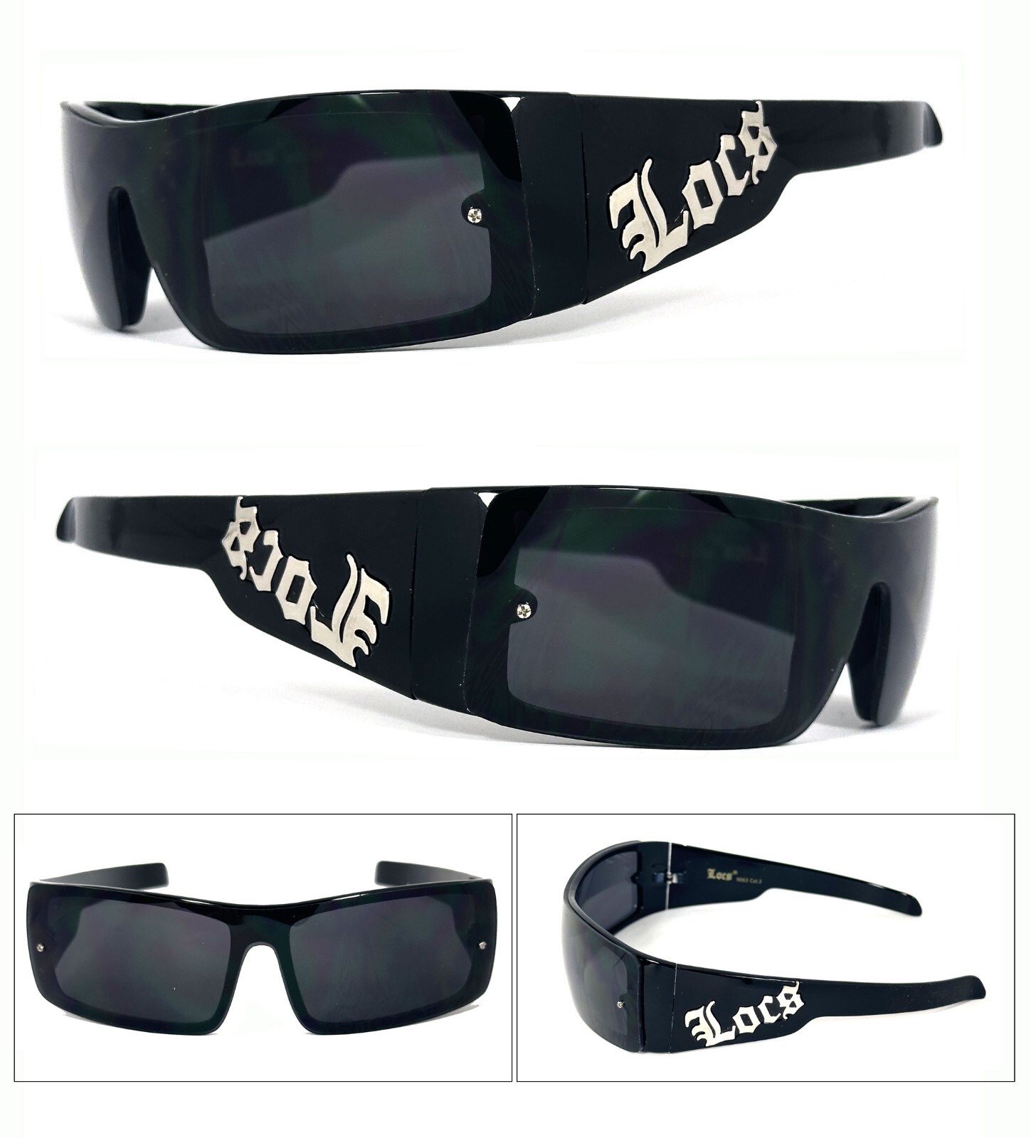 Retro Locs Mens Sunglasses 100% UV400 Shiny Black Frame LC54