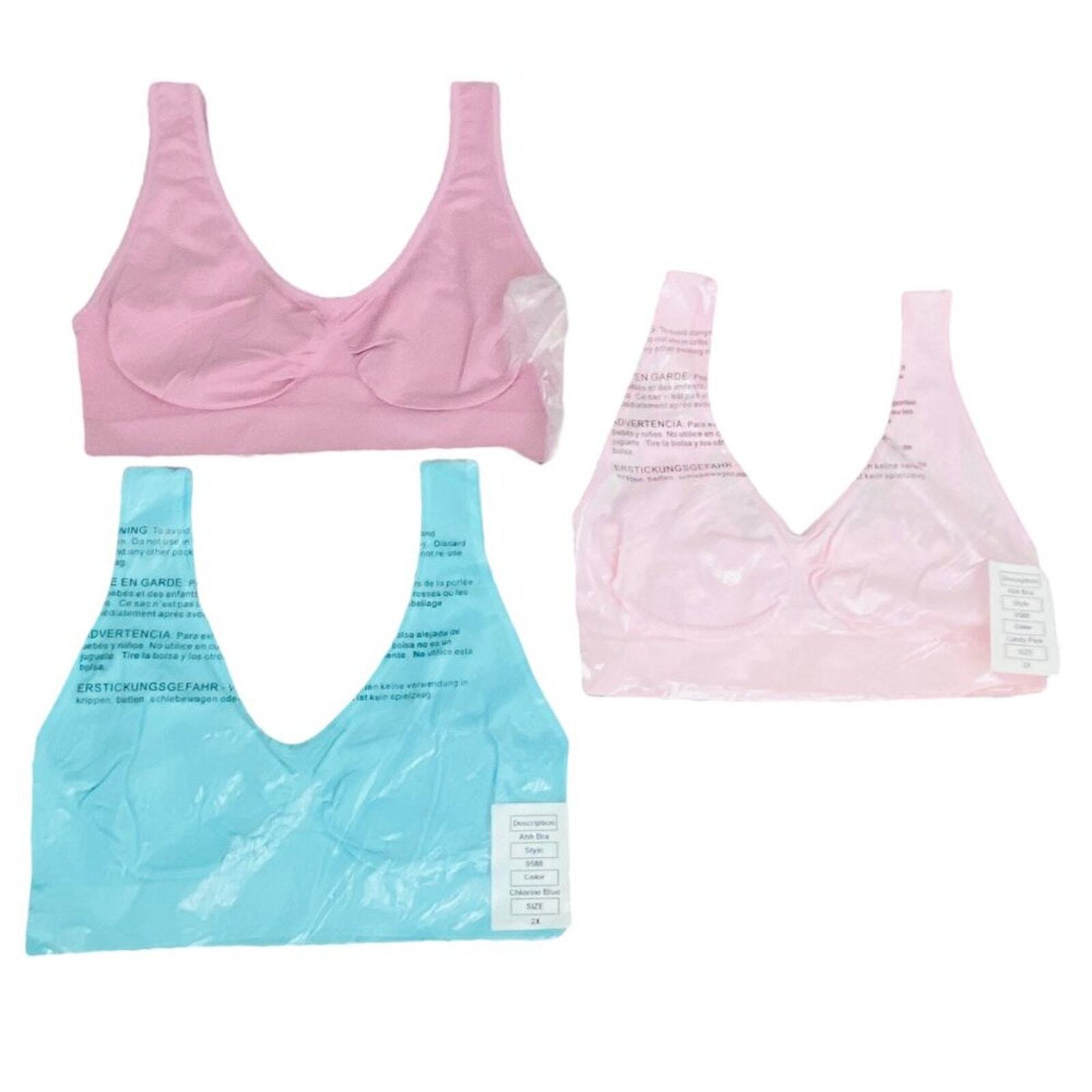 NWT RHONDA SHEAR 3 PACK SEAMLESS T-SHIRT AHH BRA: PINK, TEAL, LAVENDER SZ 2X