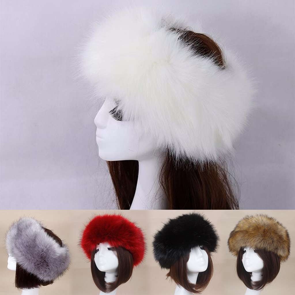 Women Russian Fluffy Faux Fur Headband Hat ladies Winter Ear Flap Ski Cap Warm