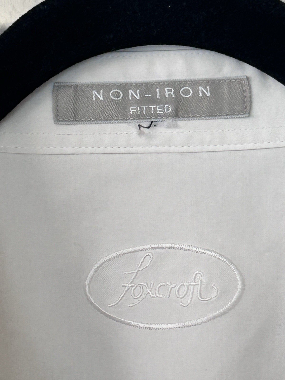 Foxcroft White Blouse/Top Cotton Blend Long Sleeves Fitted Buttons