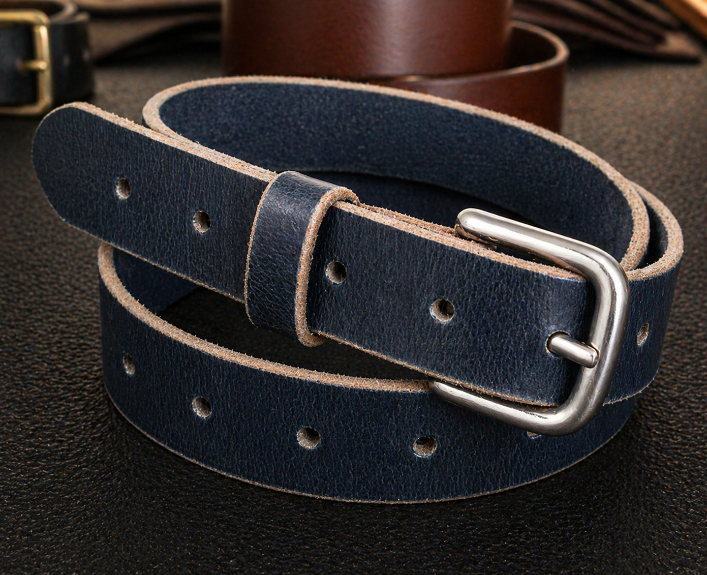 1 1/2″ HEAVY REAL LEATHER WORK GUN CCW HOLSTER DRESS BELT-AMISH HANDMADE-1.5