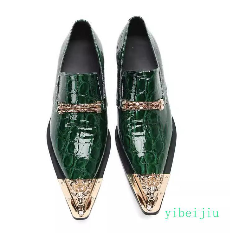 Men’s Leather Metal Pointed Toe Brogue Banquet Dress Embossed Shoes Oxfords 2026