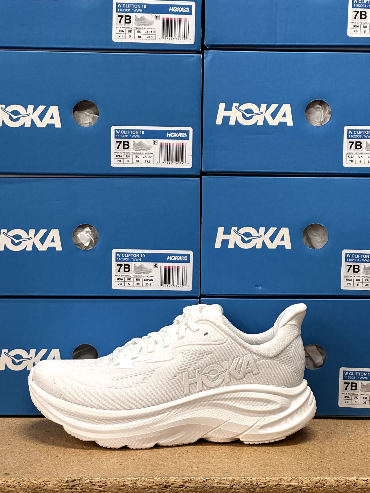 Hoka One One Clifton 10 White 1162031-WWH Womens Running Casual Shoes New