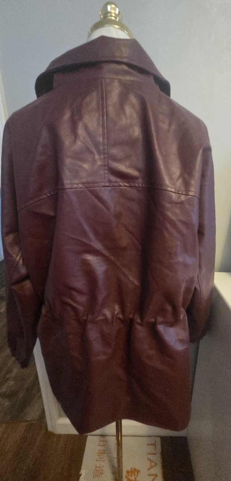 Cavalini Women’s Wine Zip Front Collared Mid-Length Jacket Plus Size 1X