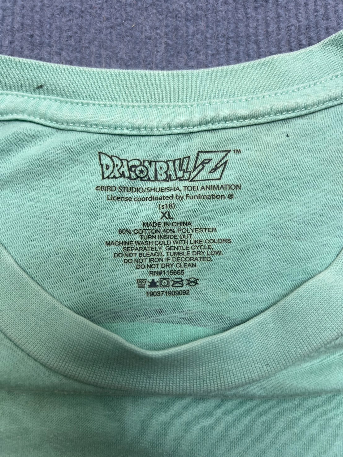 Dragon Ball Son Goku Anime Graphic T-Shirt Mint Green Size L Japanese Print