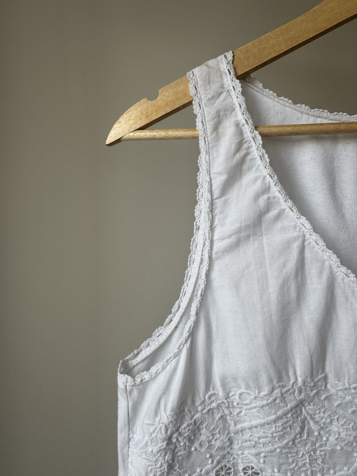 John Lewis White 100% Cotton Broderie Lace Trim Sleeveless Vest Top UK 10