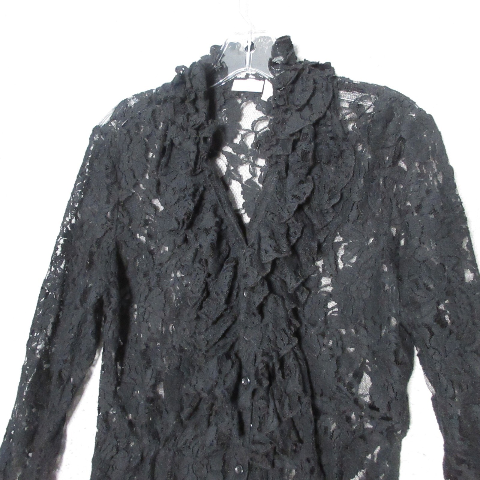 Vintage Spiegel Top Black Lace Ruffle Whimsigoth Goth Victorian Regency Cottage