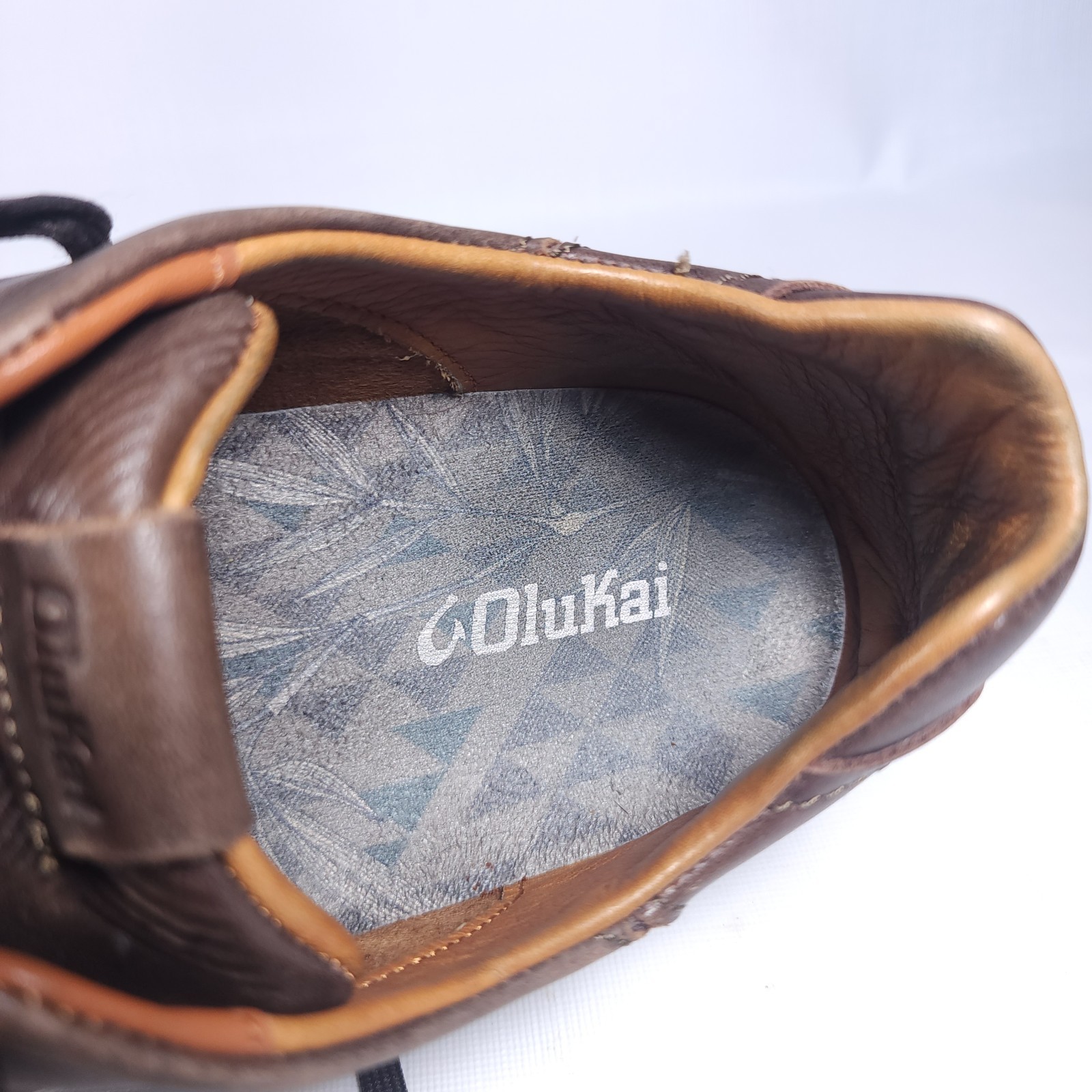 💥 OluKai Lae’ahi Li ‘Ili Leather Sneakers Brown Casual Shoes US Mens 13 EU 46