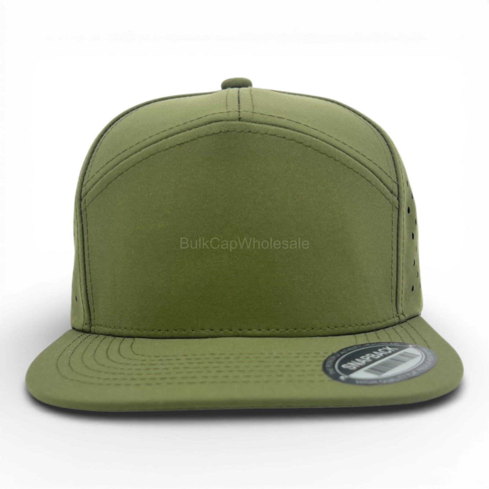 Men’s Snapback Hat Laser Vented 7 Panel Flat Brim Baseball Cap Adjustable