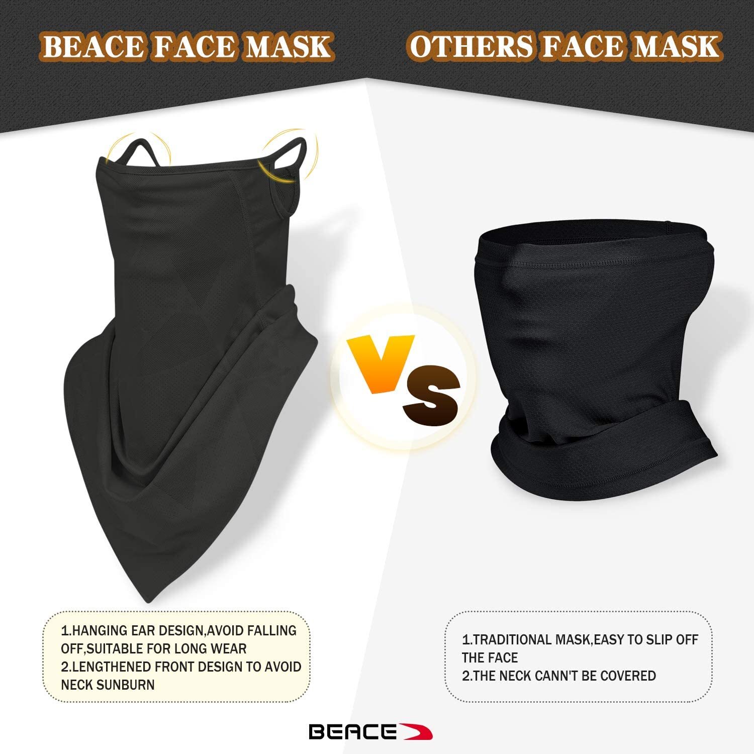 Sun Protection Scarf Face Mask Breathable Face Cover Neck Gaiter with Ear Loops